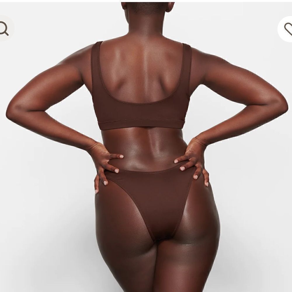 NWT RECYCLED SWIM CHEEKY TANGA BOTTOM NWT COCOA - Picture 2 of 3